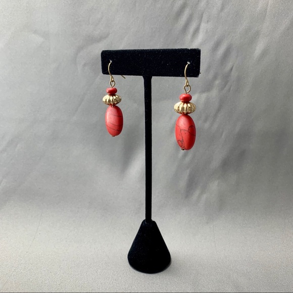 F1-75 Chaps/Drop/Red/Statement/Earrings - Picture 3 of 4